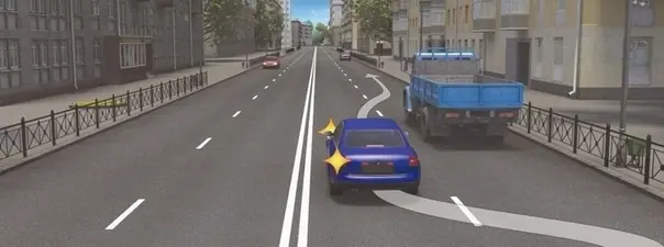 Водитель легкового автомобиля должен выключить указатели левого поворота: