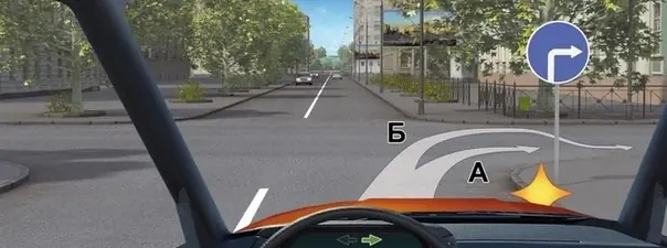Вам разрешено выполнить поворот направо: