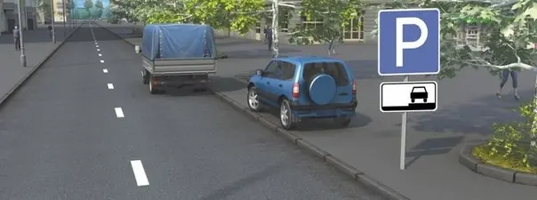 Разрешено ли водителю грузового автомобиля остановиться в этом месте?