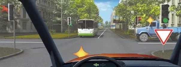 Как Вам следует поступить при повороте налево?