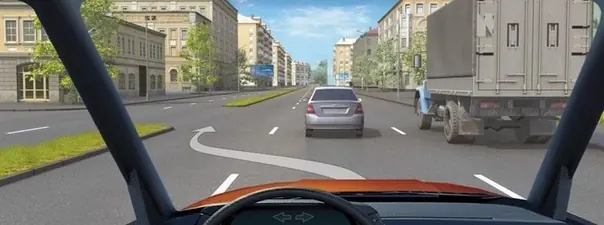 Разрешается ли Вам, управляя грузовым автомобилем с разрешённой максимальной массой более 2,5 т, выехать на третью полосу в данной ситуации?